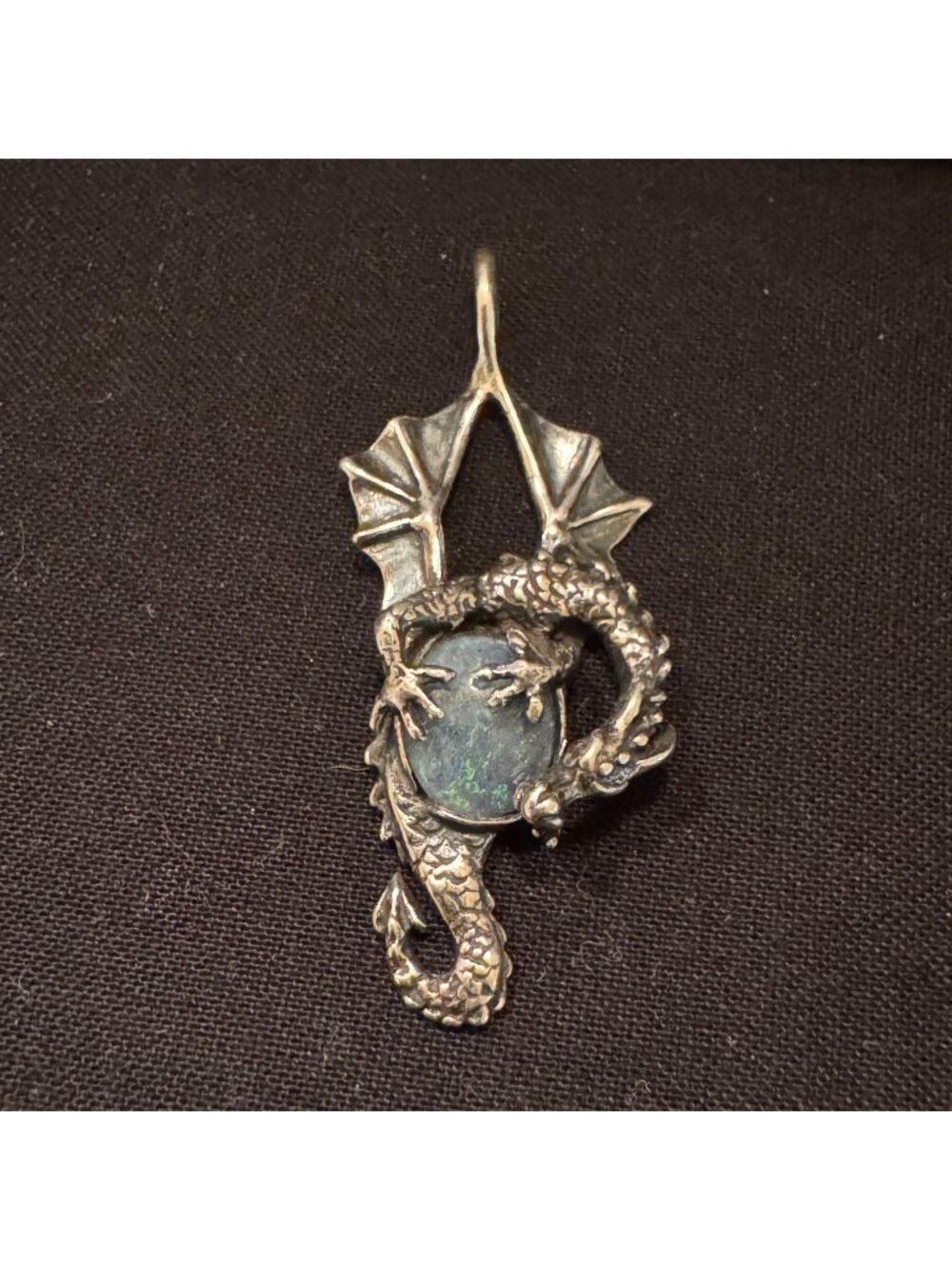 Sterling Silver 925 Opal Dragon Egg Theme Statement Pendant Size 1.75" Length